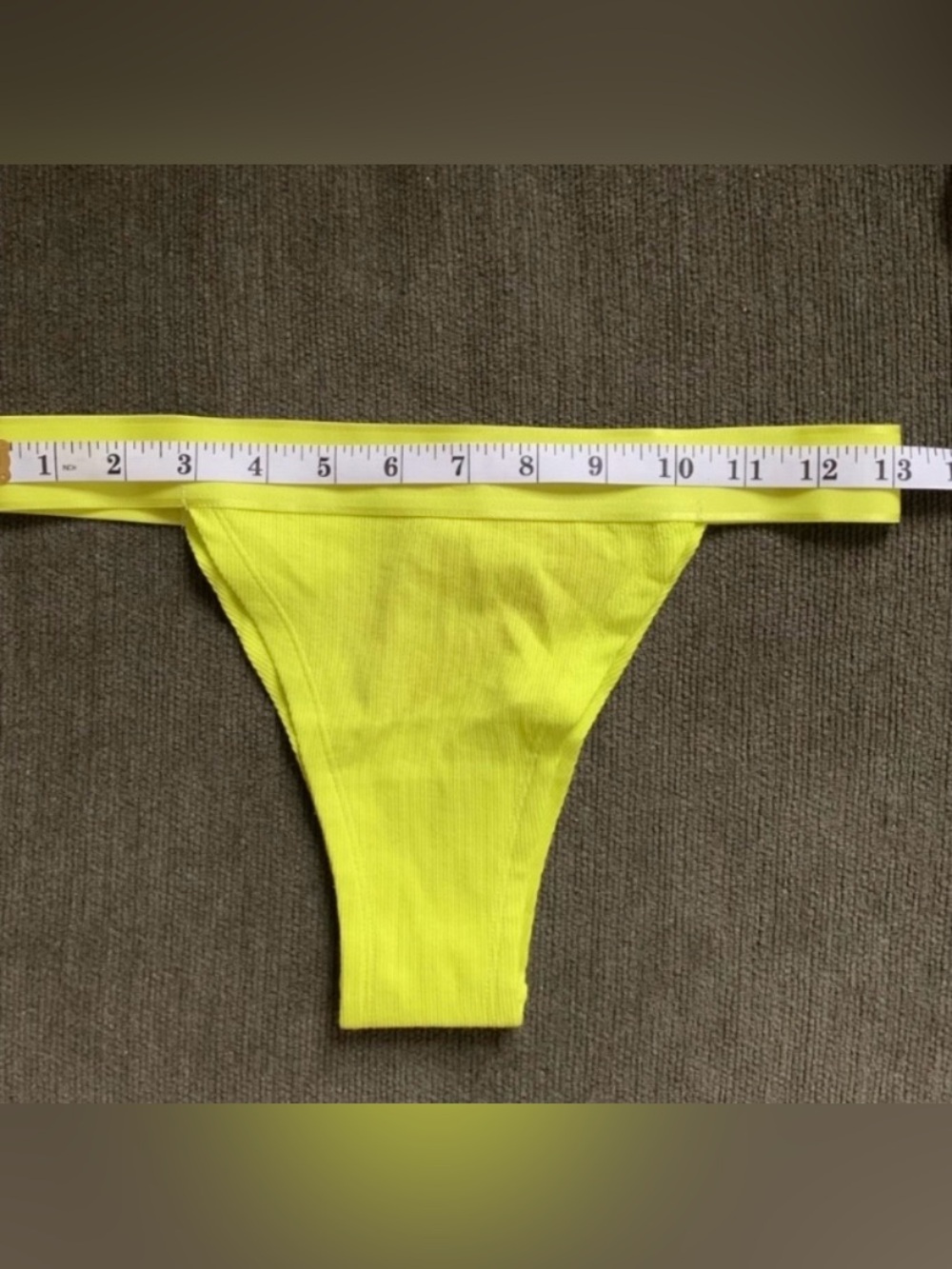 HUGO Neon Yellow Ribbed High-Cut Bikini Bottom - Picture 5 of 7